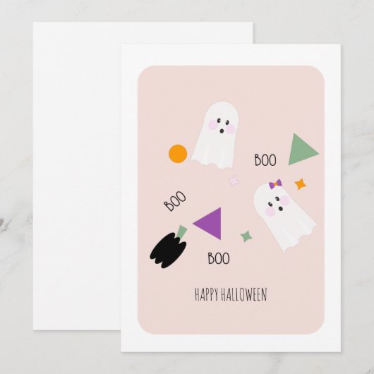 Happy Halloween Cute Ghost Sprinkles Kaart (Voorkant / Achterkant)