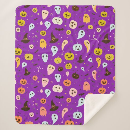 Happy Halloween Cute Ghosts Sherpa Deken (Voorkant)