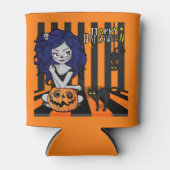 Happy Halloween Cute Girl, pomkins en Bats Blikjeskoeler (Voorkant)