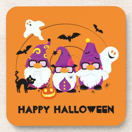 Happy Halloween Cute Gnomes en Ghosts Spooky Bier Onderzetter (Voorkant)