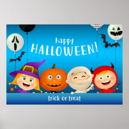 Happy Halloween Cute Halloween Characters Poster
