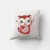 Happy Halloween Cute Kat Devil Spider Flying Bat Kussen (Achterkant)