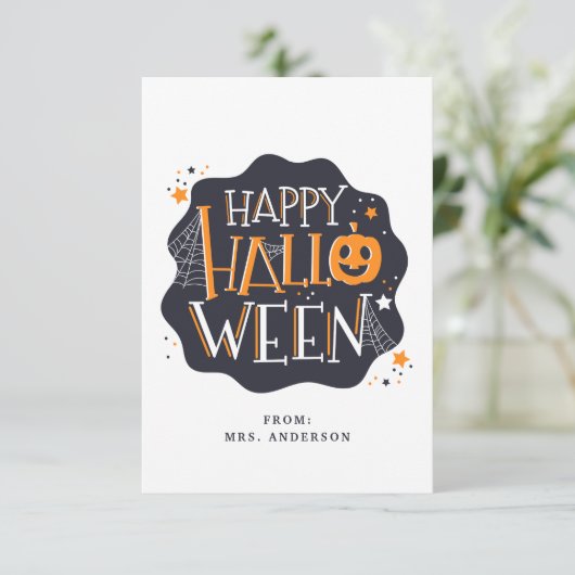 Happy Halloween Cute Kinder Classroom Kaart (Staand voorkant)