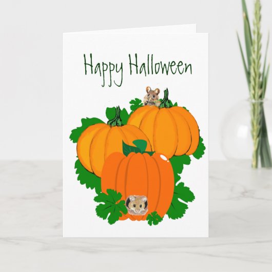Happy Halloween, Cute Mice en Pumpkins Kaart (Voorkant)