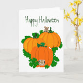 Happy Halloween, Cute Mice en Pumpkins Kaart (Gele Bloem)
