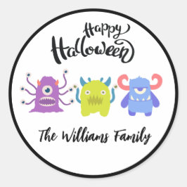 Happy Halloween Cute Monsters - Aangepaste familie Ronde Sticker