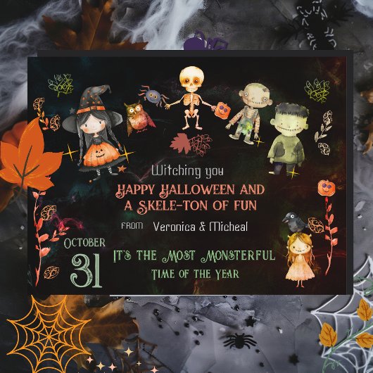 Happy Halloween Cute Monsters Briefkaart