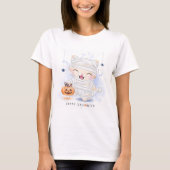 Happy Halloween Cute Mummy Kat T-shirt (Voorkant)