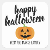 Happy Halloween - Cute Pumpkin Jack-o-Lantern Vierkante Sticker (Voorkant)