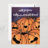 "Happy Halloween" Cute Pumpkin Patch Illustratie Briefkaart (Voorkant / Achterkant)