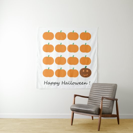 Happy Halloween Cute Pumpkin Patch Wandkleed (In situ)