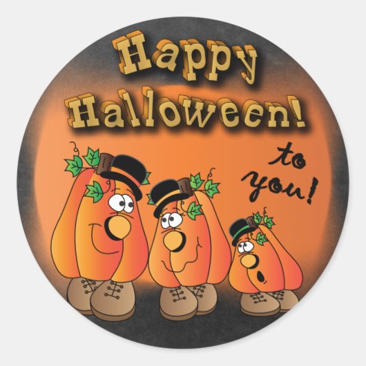 Happy Halloween Cute Pumpkins Ronde Sticker (Voorkant)