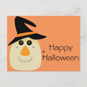 Happy Halloween Cute Scarecrow en Spider Briefkaart
