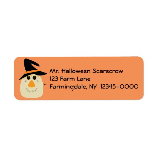Happy Halloween Cute Scarecrow en Spider Etiket (Voorkant)