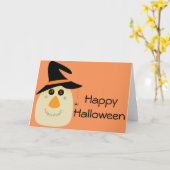 Happy Halloween Cute Scarecrow en Spider Kaart (Gele Bloem)
