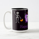 Happy Halloween Cute Skeletons Tweekleurige Koffiemok (Links)