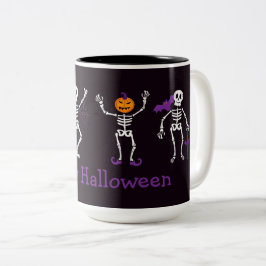 Happy Halloween Cute Skeletons Two-Tone Coffee Mu Tweekleurige Koffiemok