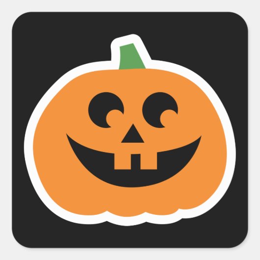 Happy Halloween | Cute Smile Jack-O-Lantern Vierkante Sticker (Voorkant)