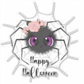 Happy Halloween Cute Spider met Rozen Sticker (Voorkant)