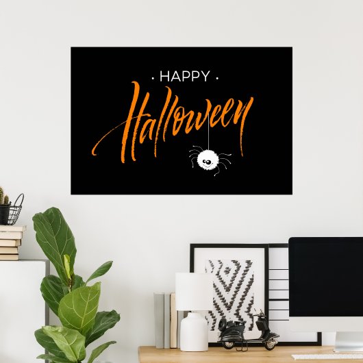 Happy Halloween Cute Spider Poster (Thuiskantoor)