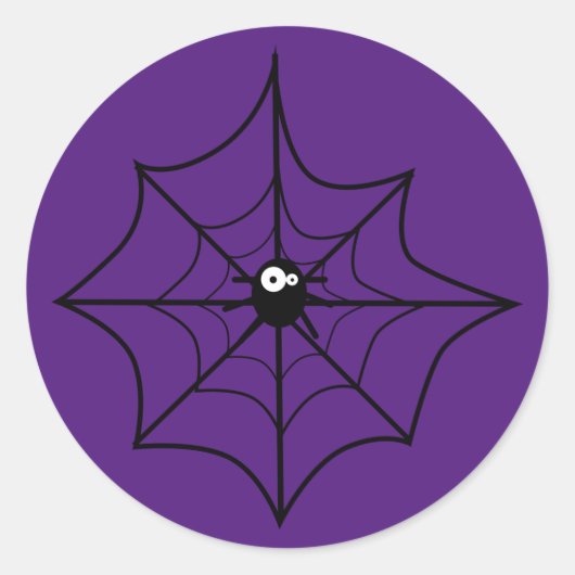 Happy Halloween | Cute Spider & Web Ronde Sticker (Voorkant)