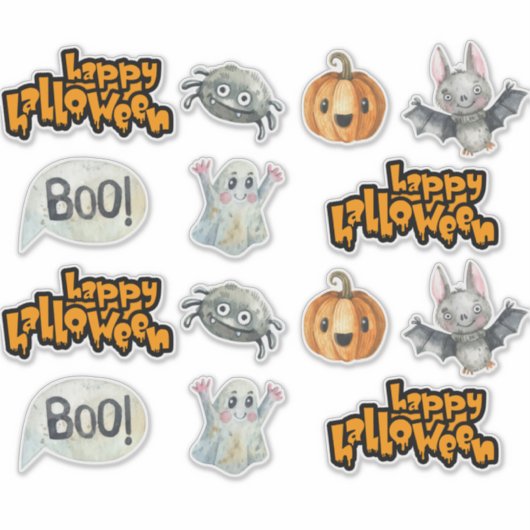Happy Halloween Cute Spooky Sticker Set (Voorkant)