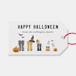 Happy Halloween Cute Spooky Waterverf Familie Cadeaulabel