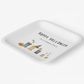 Happy Halloween Cute Spooky Waterverf Familie Papieren Bordje (Gebogen)