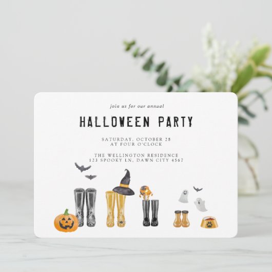 Happy Halloween Cute Spooky Waterverf Party Kaart (Staand voorkant)