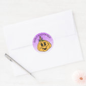 Happy Halloween Cute Whimscical Pumpkin Paars Ronde Sticker (Envelop)
