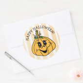 Happy Halloween Cute Whimsical Pumpkin Ronde Sticker (Envelop)