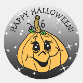 Happy Halloween Cute Whimsical Pumpkin Ronde Sticker