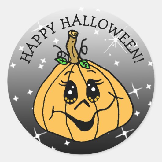 Happy Halloween Cute Whimsical Pumpkin Ronde Sticker (Voorkant)