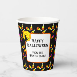 Happy Halloween Cute Witch Candy Corn Pattern Papieren Bekers