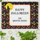 Happy Halloween Cute Witch Candy Corn Pattern Theedoek (Gevouwen)