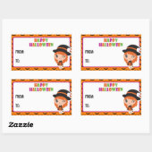Happy Halloween cute witch label 2 -orange (Vel)