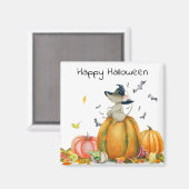 Happy Halloween Cute-witmuis Magneet (Voorkant / Achterkant)