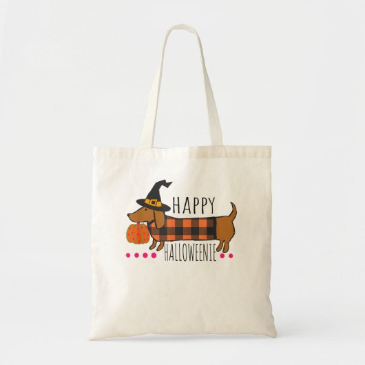 Happy Halloween Dachshund Buffalo Play Spooky Tote Bag (Voorkant)