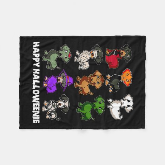 Happy Halloween Dachshund Halloween Gi Fleece Deken (Voorkant (Horizontaal))