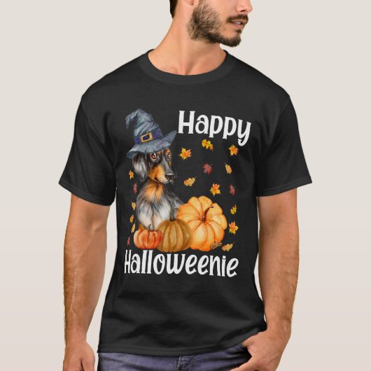Happy Halloween Dachshund Witch Wiener T-shirt (Voorkant)