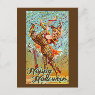 Happy Halloween Dancing Jester Masquerade  Briefkaart