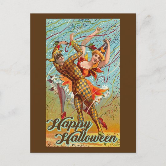 Happy Halloween Dancing Jester Masquerade  Briefkaart (Voorkant)