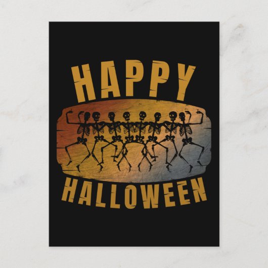 HAPPY HALLOWEEN DANCING SKELETON BRIEFKAART (Voorkant)