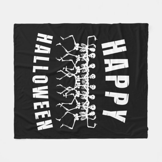 HAPPY HALLOWEEN DANCING SKELETONS FLEECE DEKEN (Voorkant (Horizontaal))