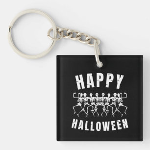 HAPPY HALLOWEEN DANCING SKELETONS SLEUTELHANGER