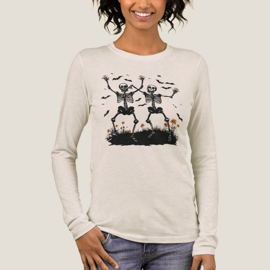 Happy Halloween Dancing Skeletons T-shirt | grappi (Voorkant)