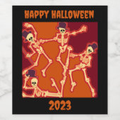 Happy Halloween Dancing Skeletons Wijnlabel Wijn Etiket (Enkel label)