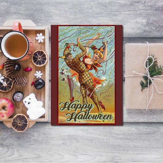  Happy Halloween dansen in Jester Costume Briefkaart