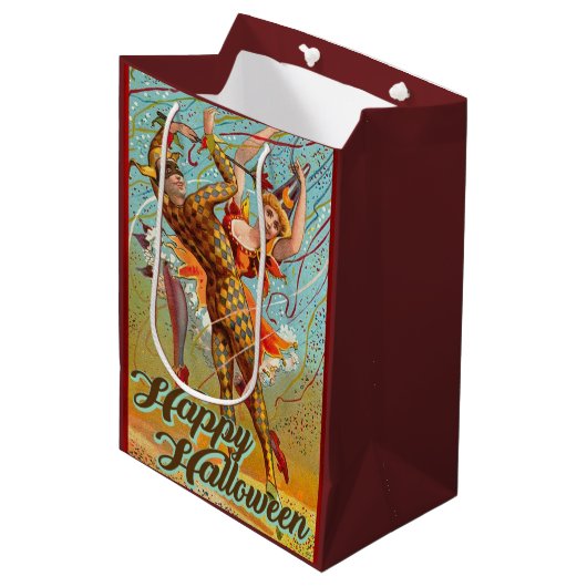 Happy Halloween dansen in Jester Costume Medium Cadeauzakje (Voorkant Gekanteld)