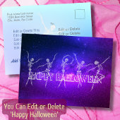 Happy Halloween dansende skeleton neon dansfeest Briefkaart